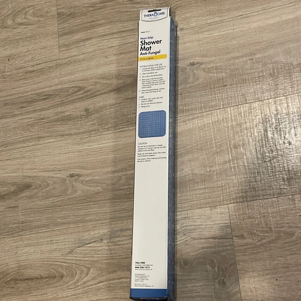 Bath Mat TheraCare Safety “NON-SLIP” 21x20” ANTI-Fungal Blue MINT NEW in NEW BOX